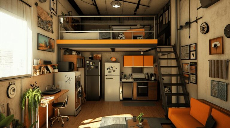 Aménagement studio 20m2 avec mezzanine : 10 astuces gain de place pour votre coin cuisine